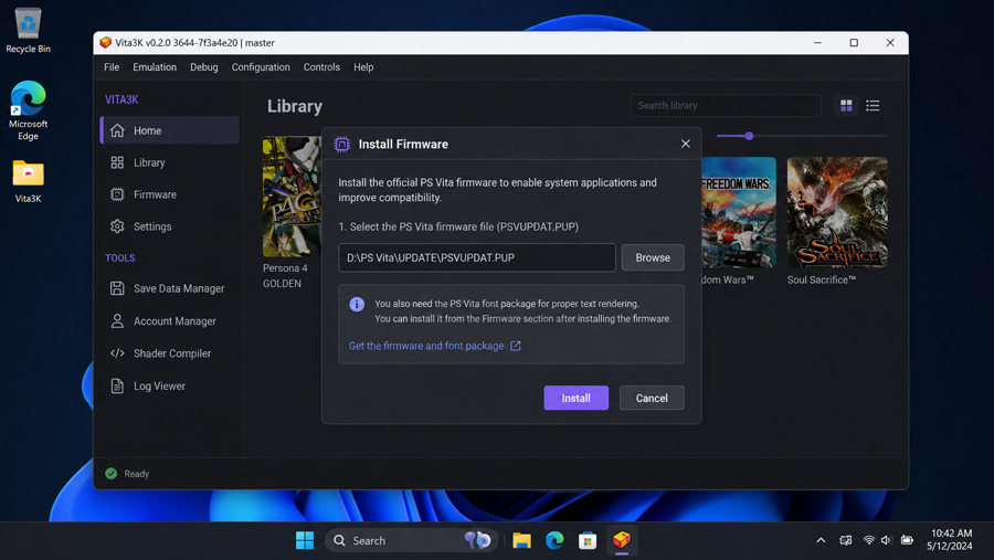 Selecting custom Turnip and Adreno GPU drivers in Vita3K Android settings for performance
